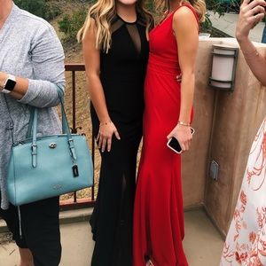 Illusion Jersey Gown with Keyhole Back